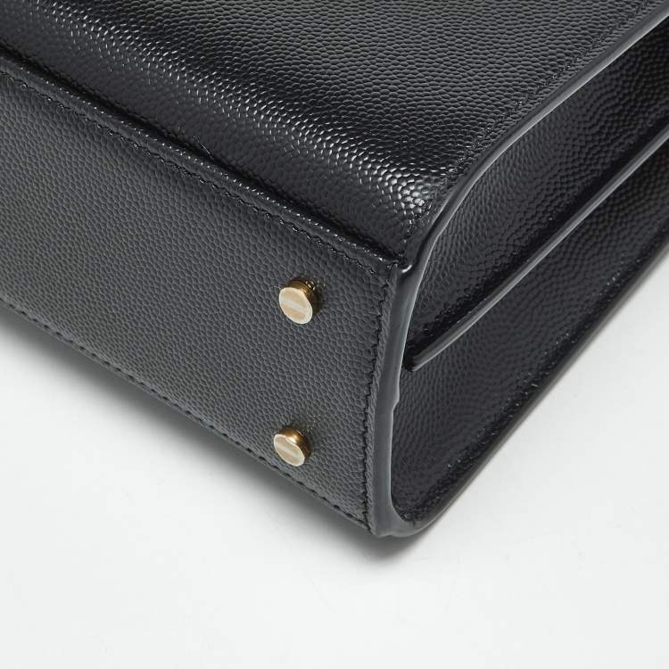 Pre Owned Saint Laurent Cassandra Mini Black Leather Top Handle Bag