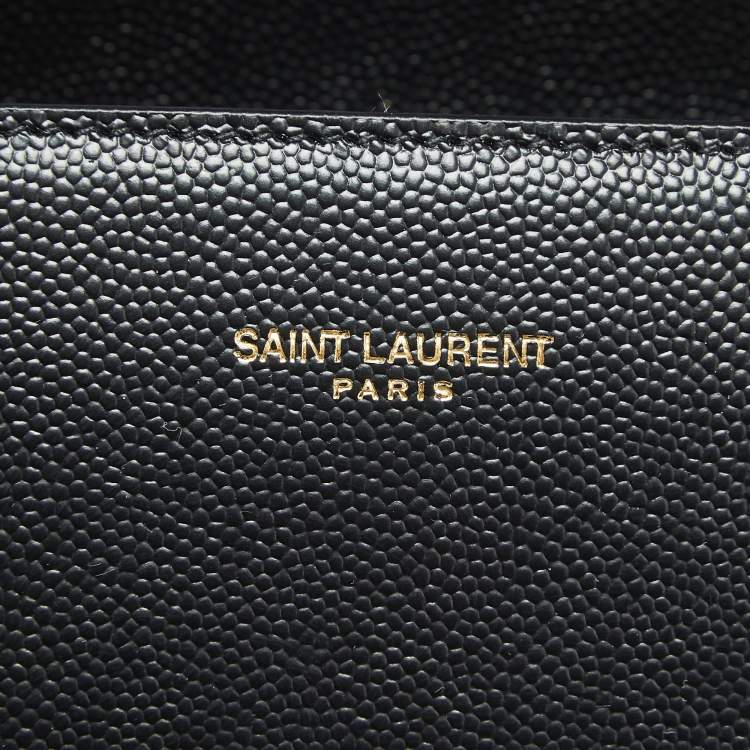 Pre Owned Saint Laurent Cassandra Mini Black Leather Top Handle Bag