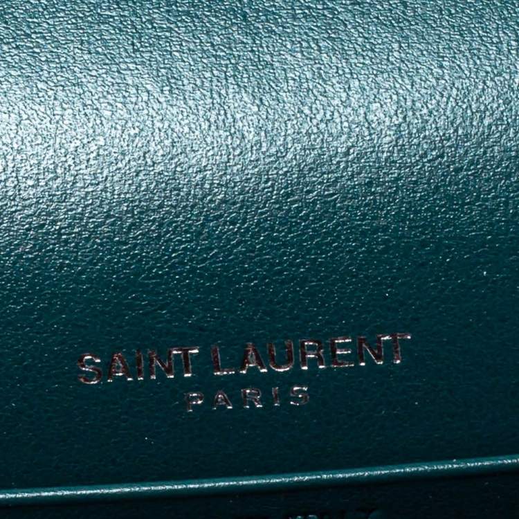Pre Owned Saint Laurent Deep Green Croc Embossed Leather Kate Tassel Wallet on Chain 