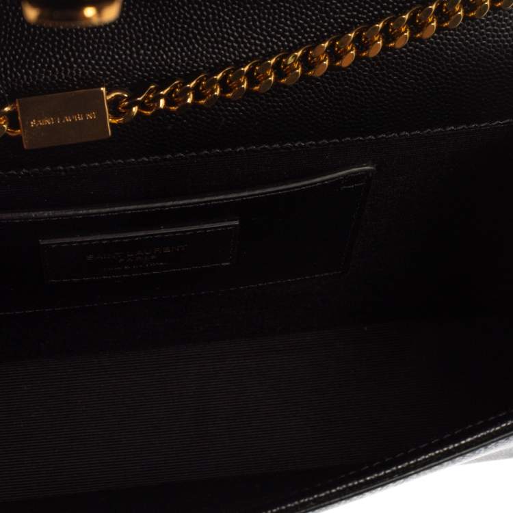 Pre Owned Saint Laurent Black Leather Medium Kate Shoulder Bag