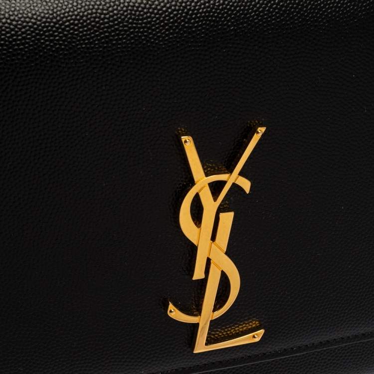 Pre Owned Saint Laurent Black Leather Medium Kate Shoulder Bag