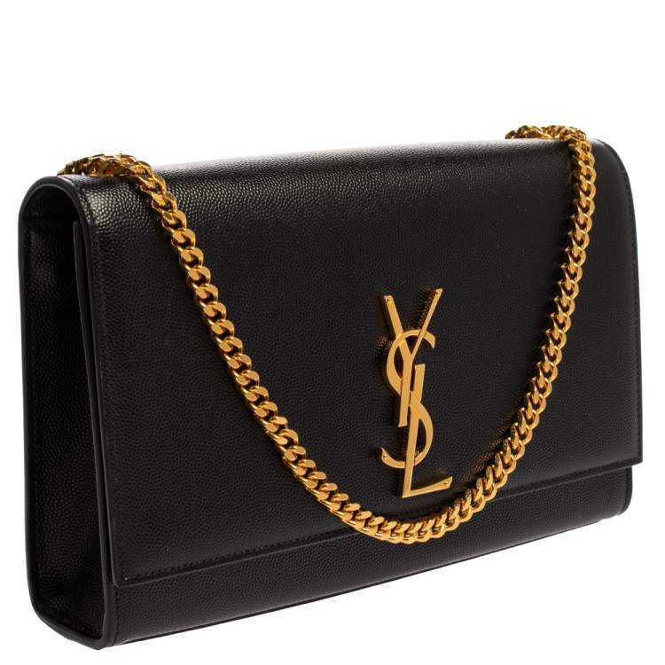 Pre Owned Saint Laurent Black Leather Medium Kate Shoulder Bag