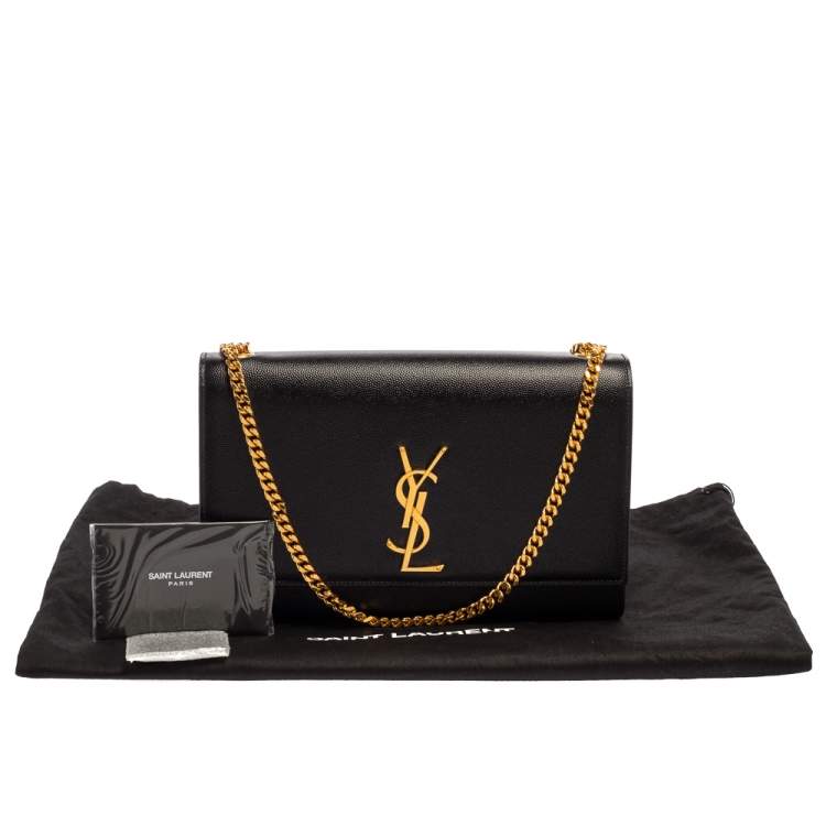 Pre Owned Saint Laurent Black Leather Medium Kate Shoulder Bag