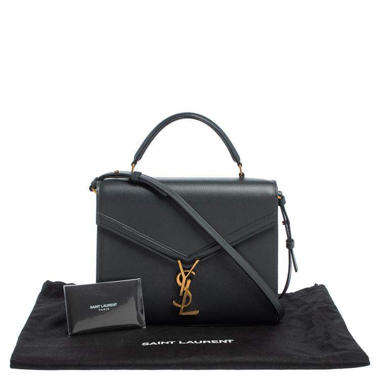 Pre Owned Saint Laurent Grey Leather Cassandra Top Handle Bag