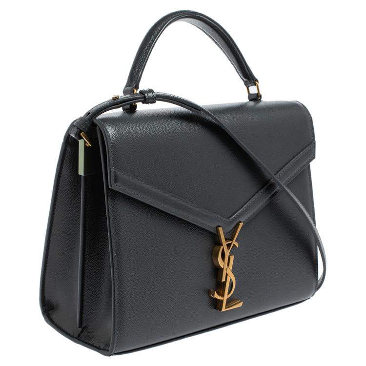Pre Owned Saint Laurent Grey Leather Cassandra Top Handle Bag