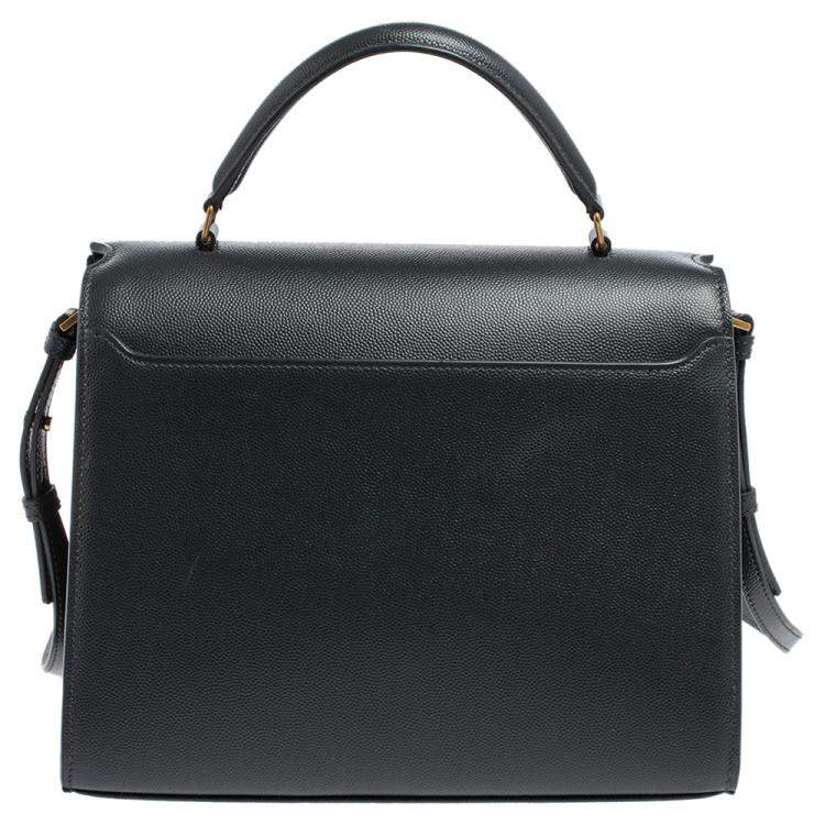 Pre Owned Saint Laurent Grey Leather Cassandra Top Handle Bag
