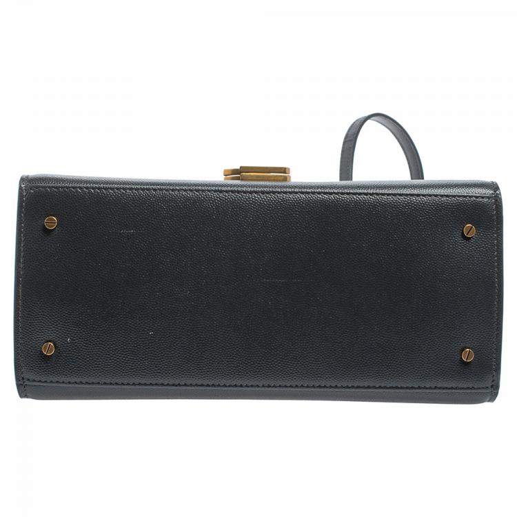 Pre Owned Saint Laurent Grey Leather Cassandra Top Handle Bag