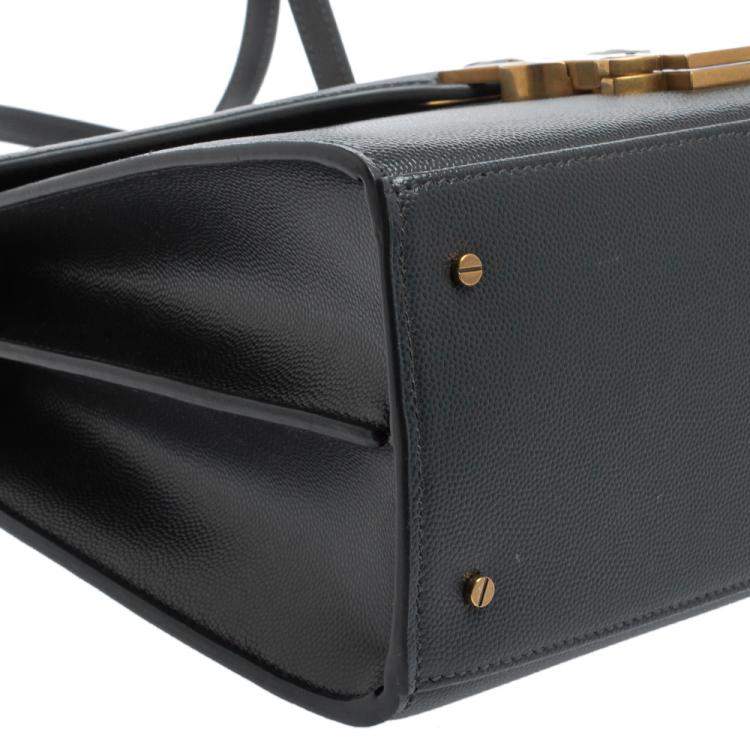 Pre Owned Saint Laurent Grey Leather Cassandra Top Handle Bag
