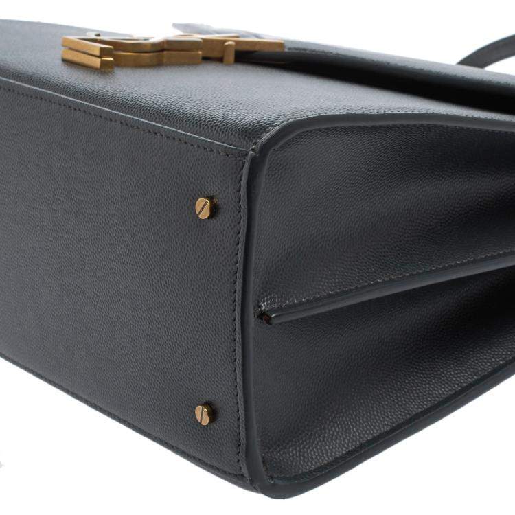 Pre Owned Saint Laurent Grey Leather Cassandra Top Handle Bag