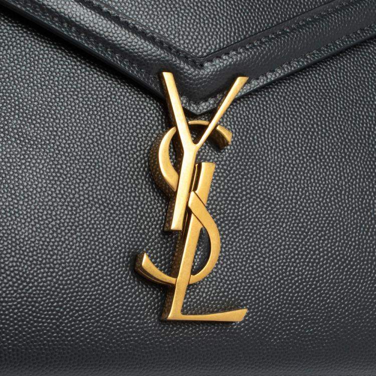 Pre Owned Saint Laurent Grey Leather Cassandra Top Handle Bag