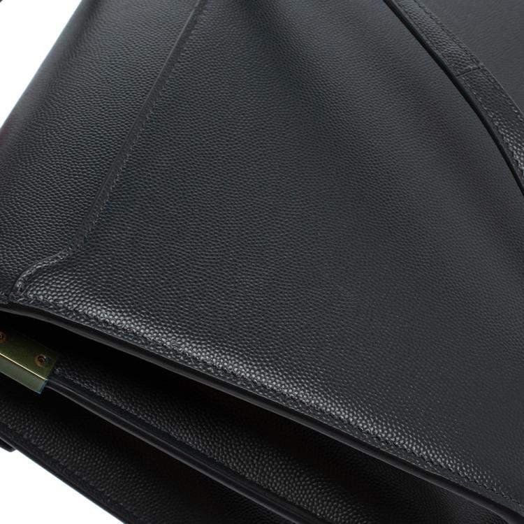 Pre Owned Saint Laurent Grey Leather Cassandra Top Handle Bag