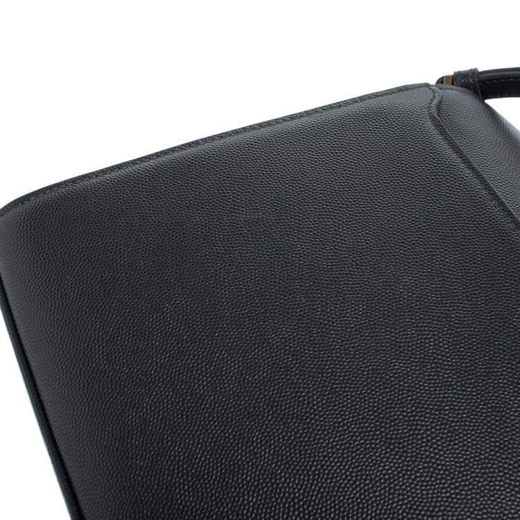 Pre Owned Saint Laurent Grey Leather Cassandra Top Handle Bag