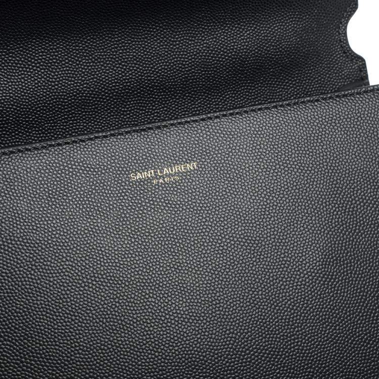 Pre Owned Saint Laurent Grey Leather Cassandra Top Handle Bag
