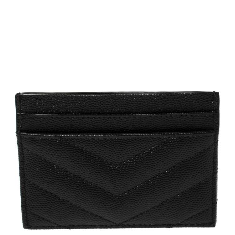 Pre Owned Saint Laurent Black Leather Monogram Card Holder