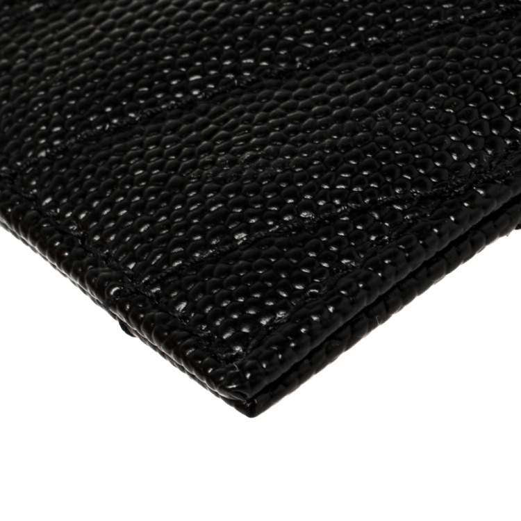 Pre Owned Saint Laurent Black Leather Monogram Card Holder