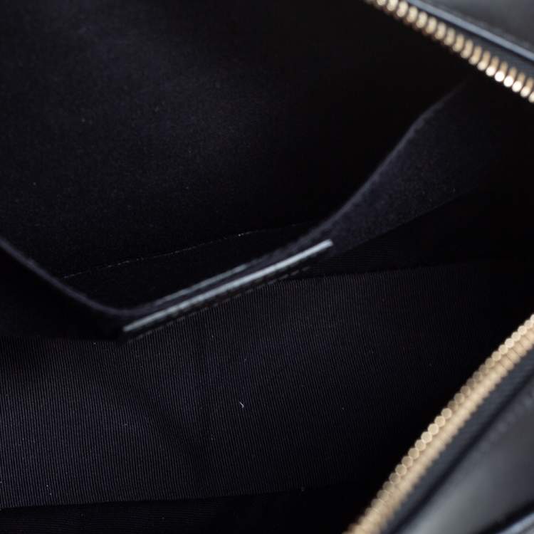 Pre Owned Saint Laurent Black Matelassé Leather Monogram Camera Bag