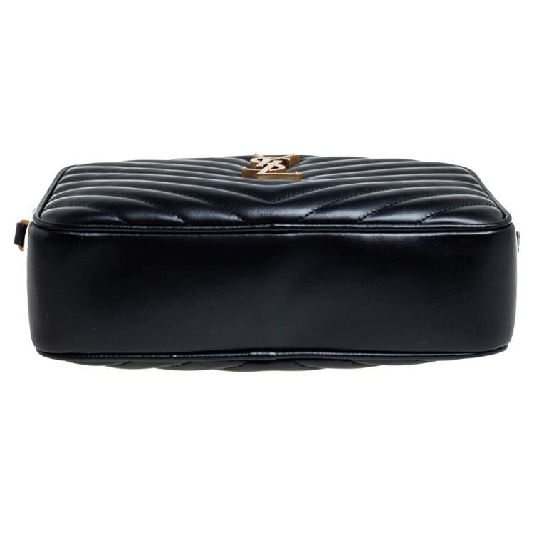 Pre Owned Saint Laurent Black Matelassé Leather Monogram Camera Bag