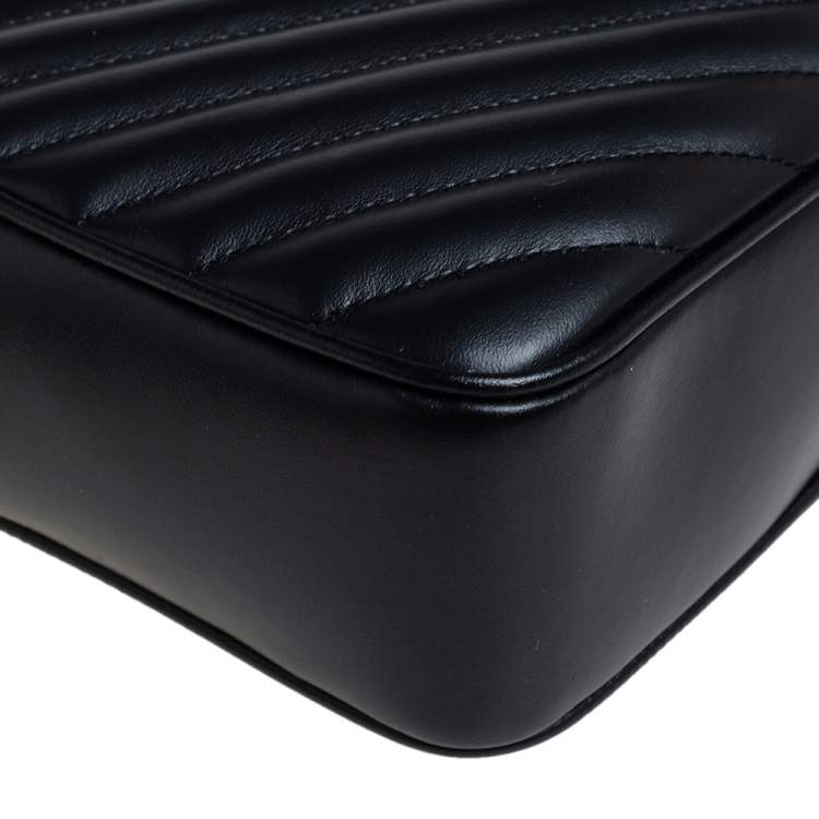 Pre Owned Saint Laurent Black Matelassé Leather Monogram Camera Bag