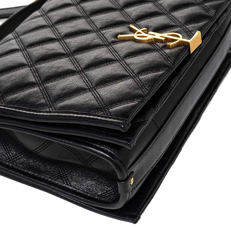 Pre Owned Saint Laurent Black Quilted Leather Becky Diamond Shoulder Bag