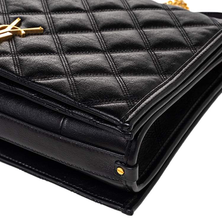 Pre Owned Saint Laurent Black Quilted Leather Becky Diamond Shoulder Bag