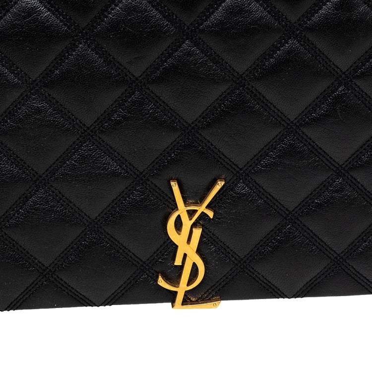 Pre Owned Saint Laurent Black Quilted Leather Becky Diamond Shoulder Bag