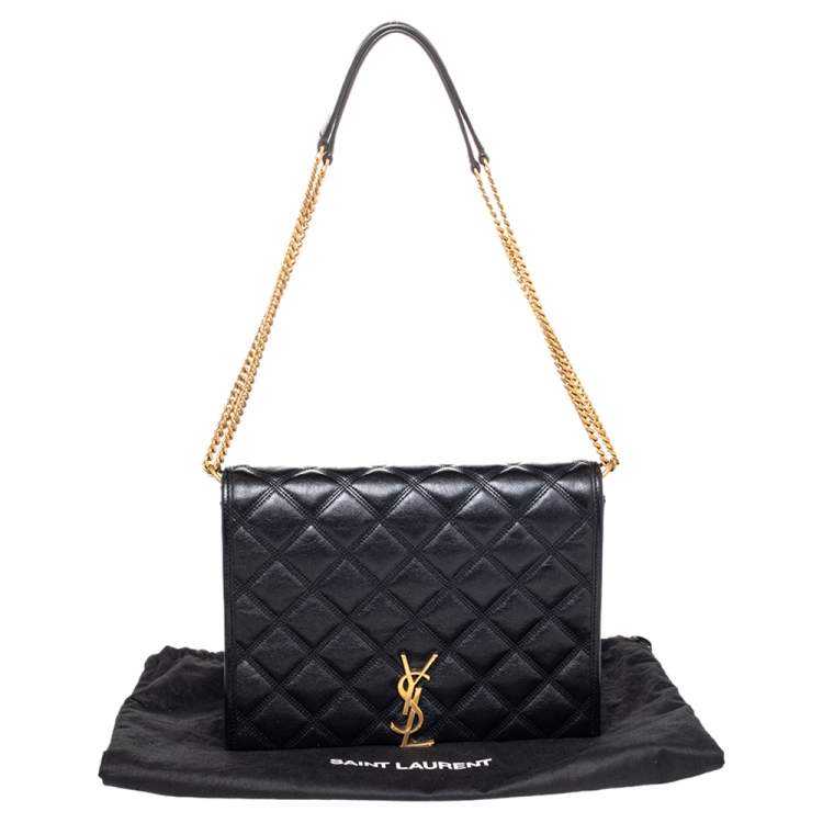 Pre Owned Saint Laurent Black Quilted Leather Becky Diamond Shoulder Bag