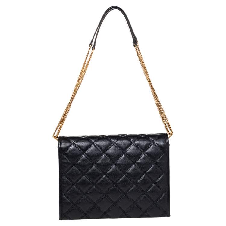 Pre Owned Saint Laurent Black Quilted Leather Becky Diamond Shoulder Bag