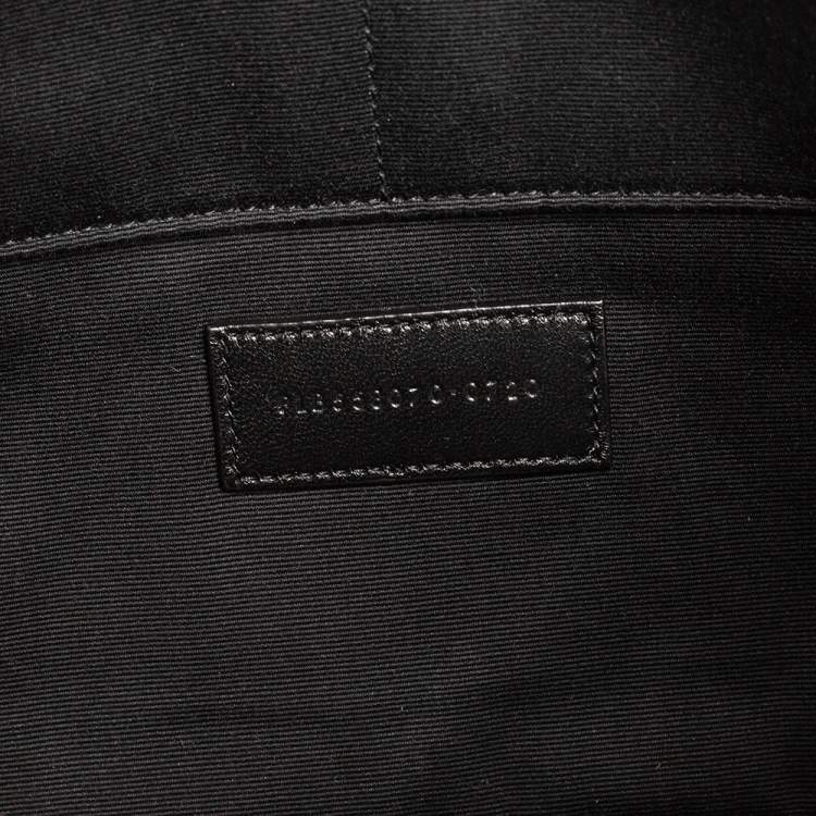 Pre Owned Saint Laurent Black Croc Embossed Leather Monogram Wristlet Pouch 