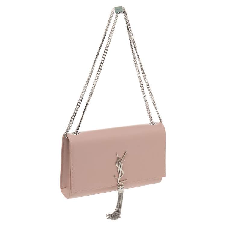 Pre Owned Saint Laurent Pink Leather Medium Kate Tassel Shoulder Bag