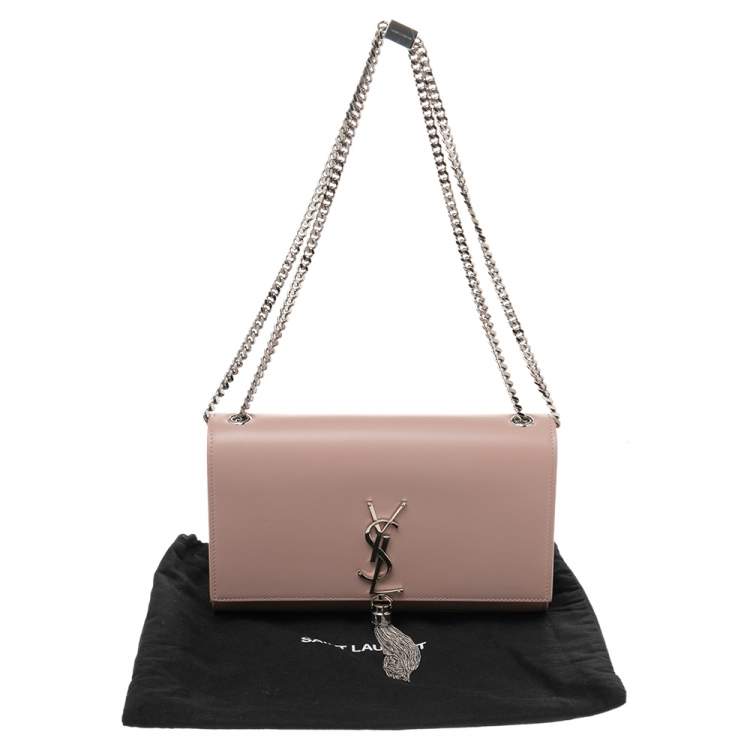 Pre Owned Saint Laurent Pink Leather Medium Kate Tassel Shoulder Bag