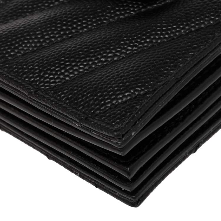 مملوكة مسبقًا Saint Laurent Black Matelassé Leather Monogram Card Holder