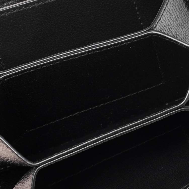 مملوكة مسبقًا Saint Laurent Black Matelassé Leather Monogram Card Holder