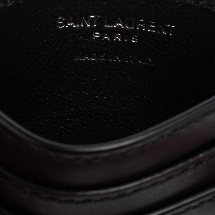 مملوكة مسبقًا Saint Laurent Black Leather Tiny Monogram Card Holder