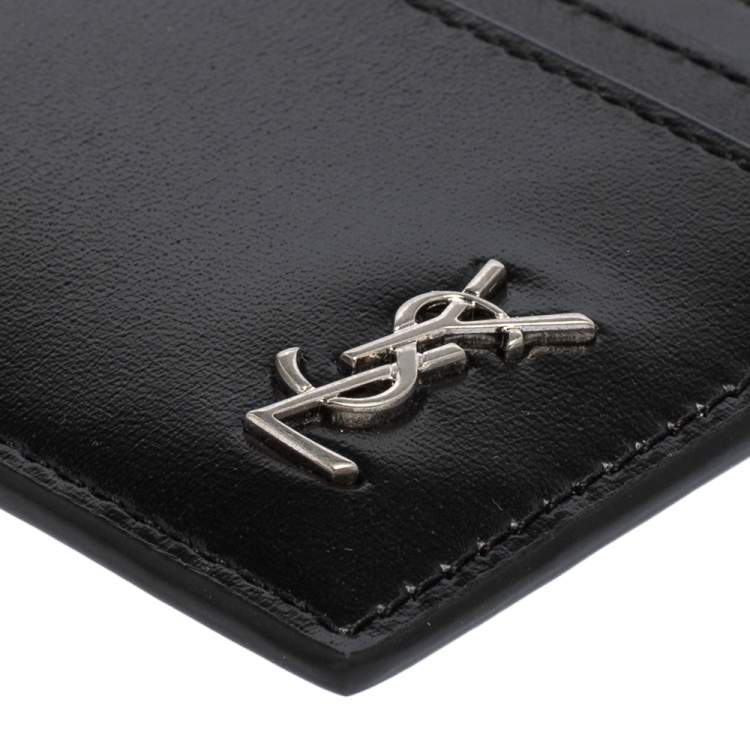 مملوكة مسبقًا Saint Laurent Black Leather Tiny Monogram Card Holder