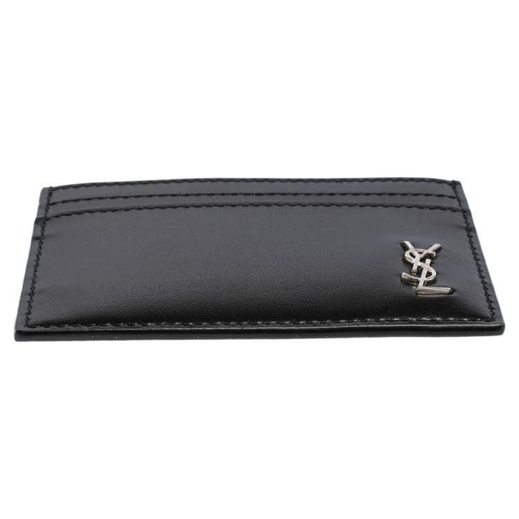 مملوكة مسبقًا Saint Laurent Black Leather Tiny Monogram Card Holder
