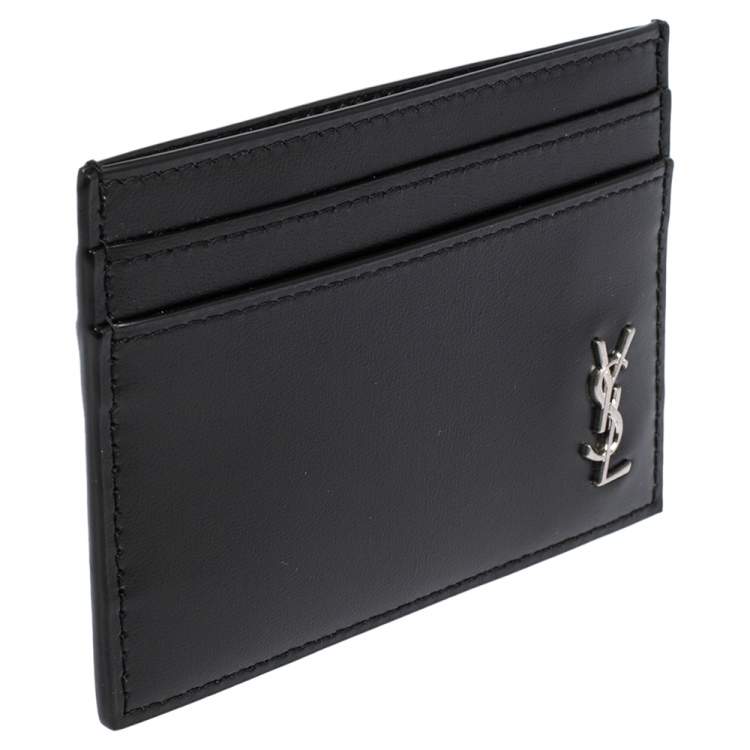 مملوكة مسبقًا Saint Laurent Black Leather Tiny Monogram Card Holder