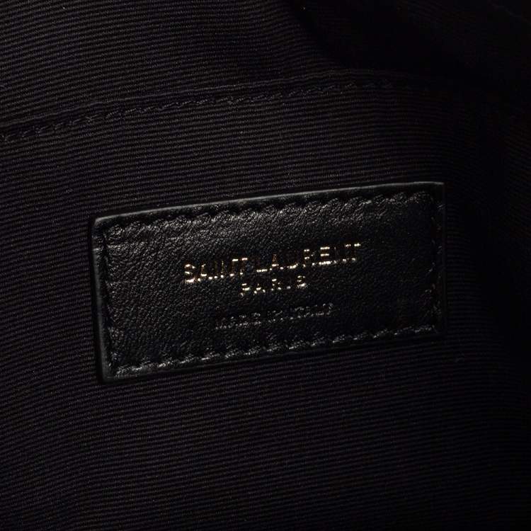 Pre Owned Saint Laurent Black Bandana Print Fabric Monogram Wristlet Pouch