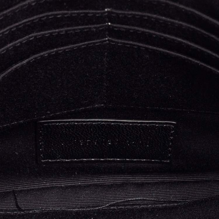 Pre Owned Saint Laurent Black Bandana Print Fabric Monogram Wristlet Pouch