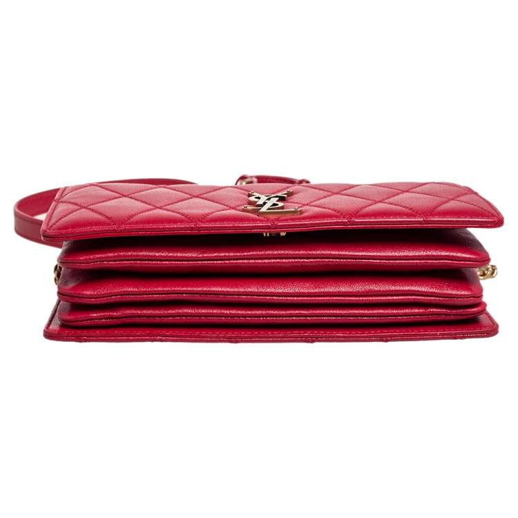 Pre Owned Saint Laurent Red Quilted Leather Kate Supple Crossbody Bag