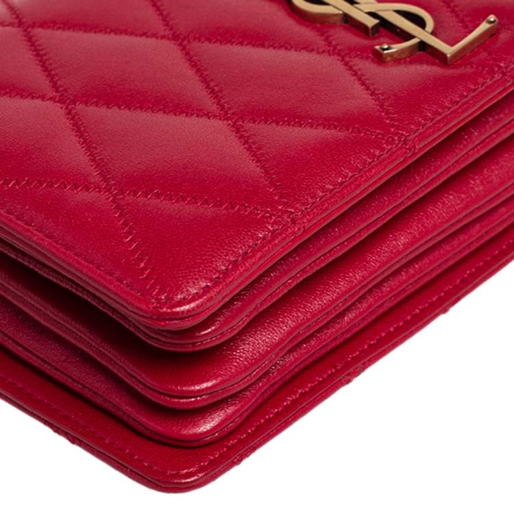 Pre Owned Saint Laurent Red Quilted Leather Kate Supple Crossbody Bag