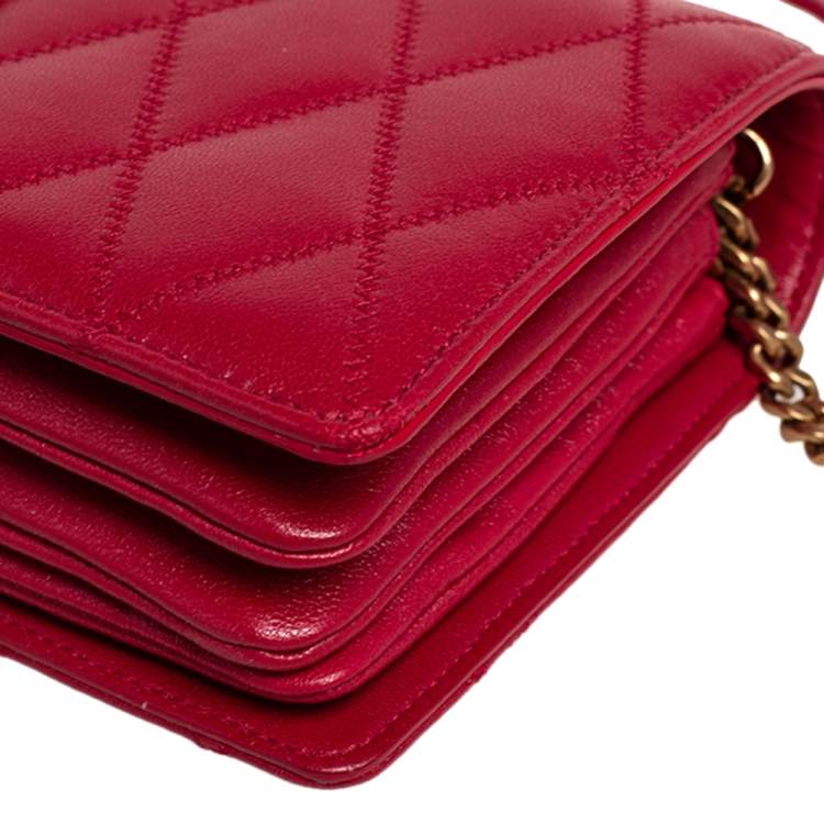 Pre Owned Saint Laurent Red Quilted Leather Kate Supple Crossbody Bag
