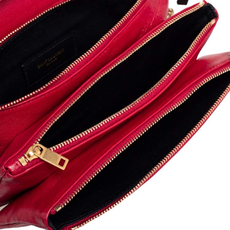 Pre Owned Saint Laurent Red Quilted Leather Kate Supple Crossbody Bag