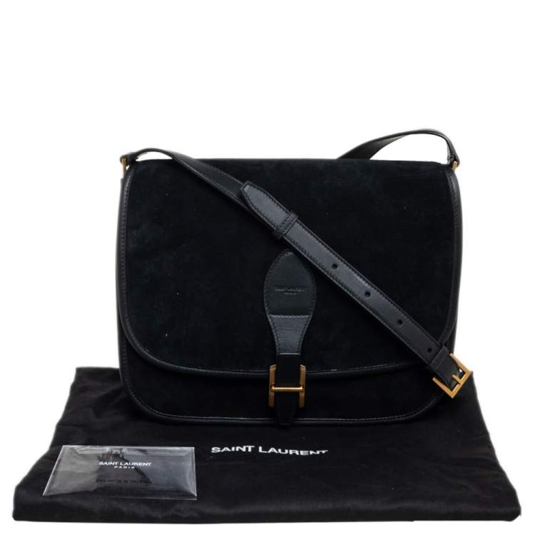 Pre Owned Saint Laurent Black Suede and Leather Medium Francoise Shoulder Bag