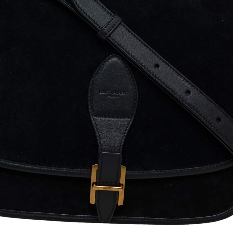 Pre Owned Saint Laurent Black Suede and Leather Medium Francoise Shoulder Bag