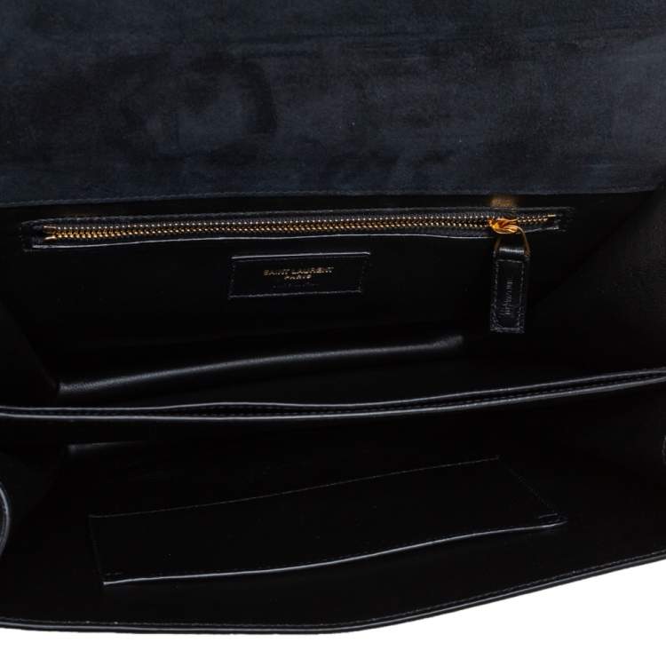 Pre Owned Saint Laurent Black Suede and Leather Medium Francoise Shoulder Bag