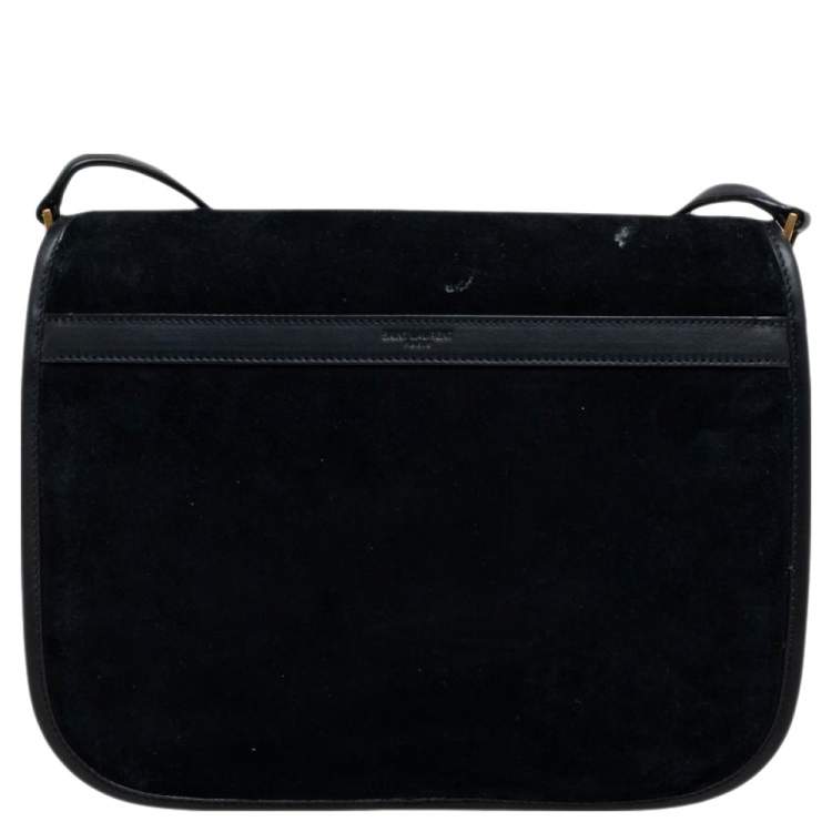 Pre Owned Saint Laurent Black Suede and Leather Medium Francoise Shoulder Bag