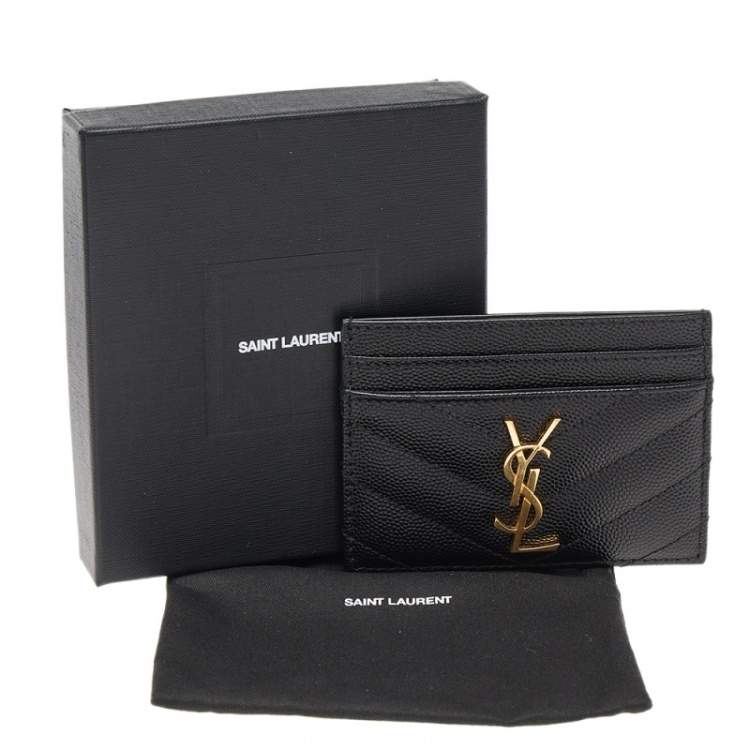 Pre Owned Saint Laurent Black Leather Card Holder 