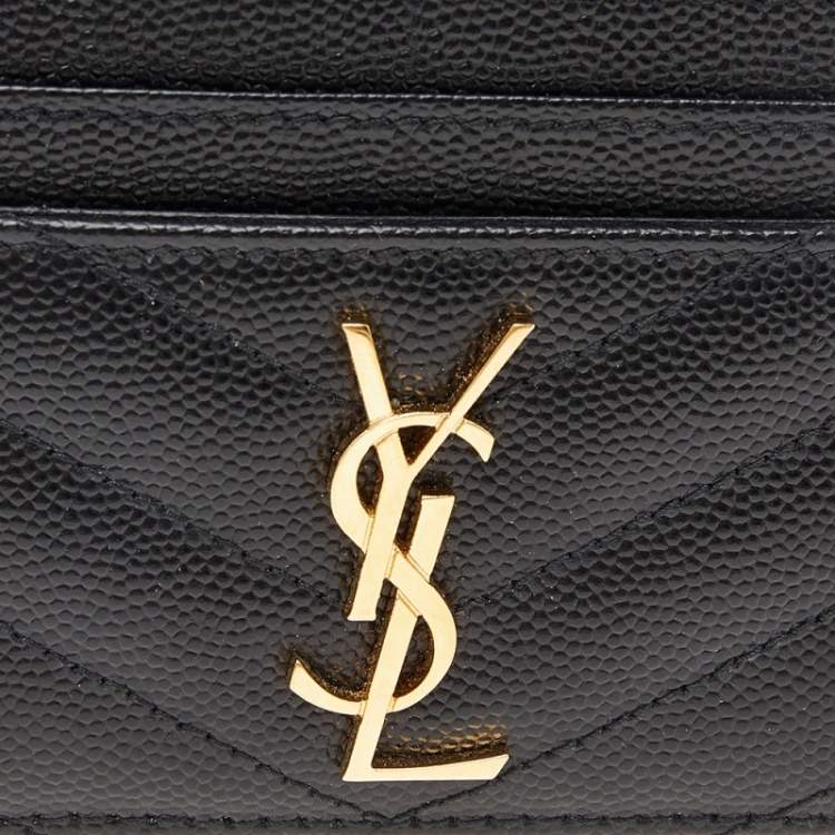 Pre Owned Saint Laurent Black Leather Card Holder 