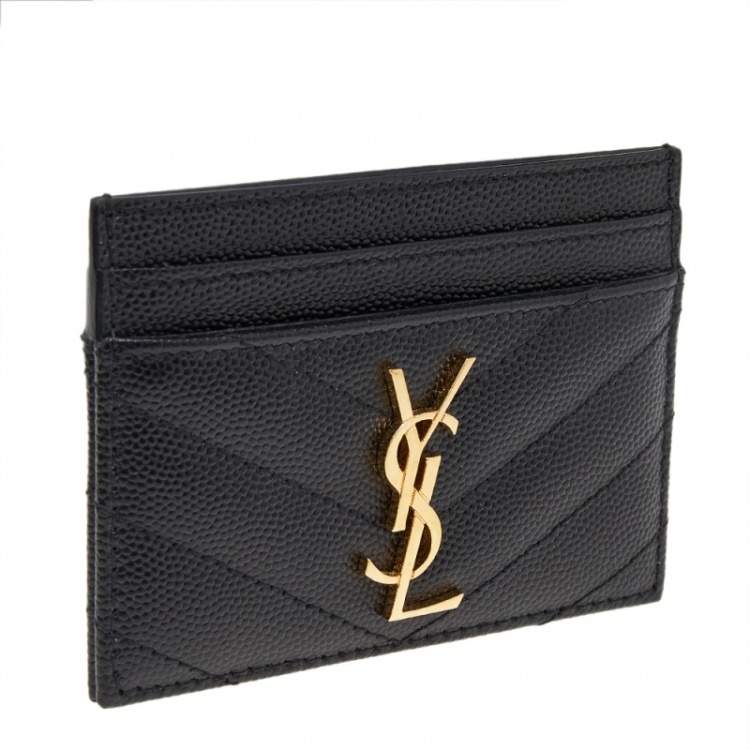 Pre Owned Saint Laurent Black Leather Card Holder 