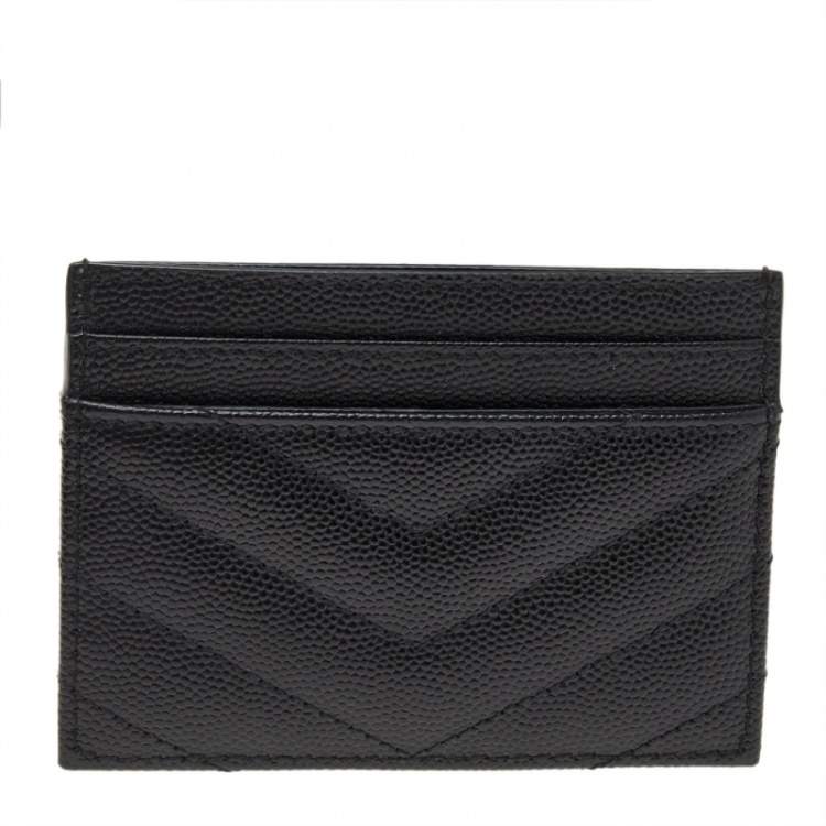 Pre Owned Saint Laurent Black Leather Card Holder 